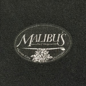 【Independent Trading Company】サーフショップ MALIBU'S スウェット パーカー ワンポイント ロゴ バックプリント プルオーバー フーディー S アドバタイジング サーフィン SURF SHOP インディペンデント US古着　