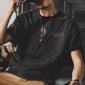 ウォッシュバックプリントTシャツ A4285