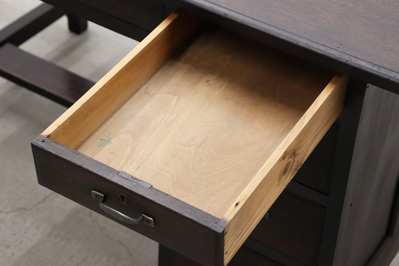 沼津店】レトロ 無垢材 片袖机 作業台 PC デスク 書斎 展示台 飾り台