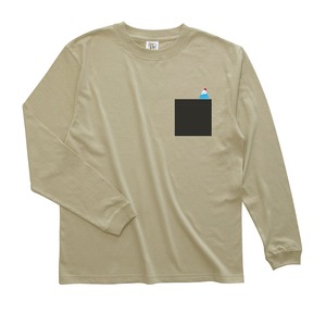 【ロンT】「あめだまとふじさん」[ポケット]ブラック柄 / [ボディー]ベージュ色