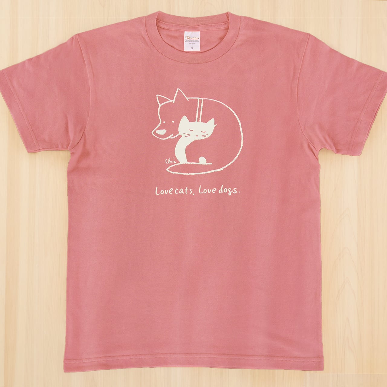 Tシャツ [ねこといぬと：たいせつ] フロスティコーラル | necoya