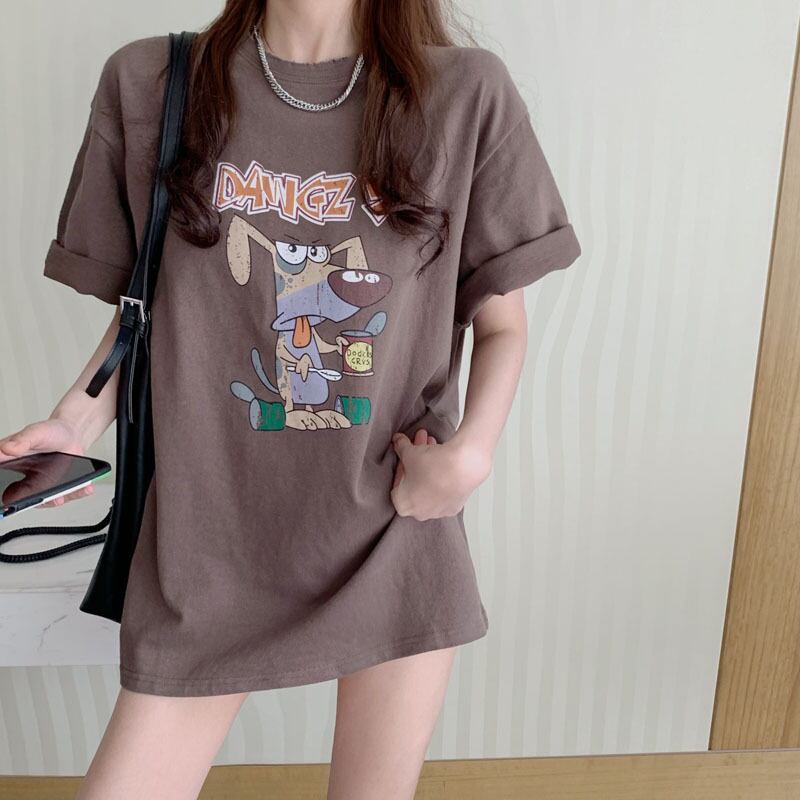 サマースタンダードプリントレッドシャツ ルーズTシャツ レトロ 夏物 ドラファッションホール15422822686