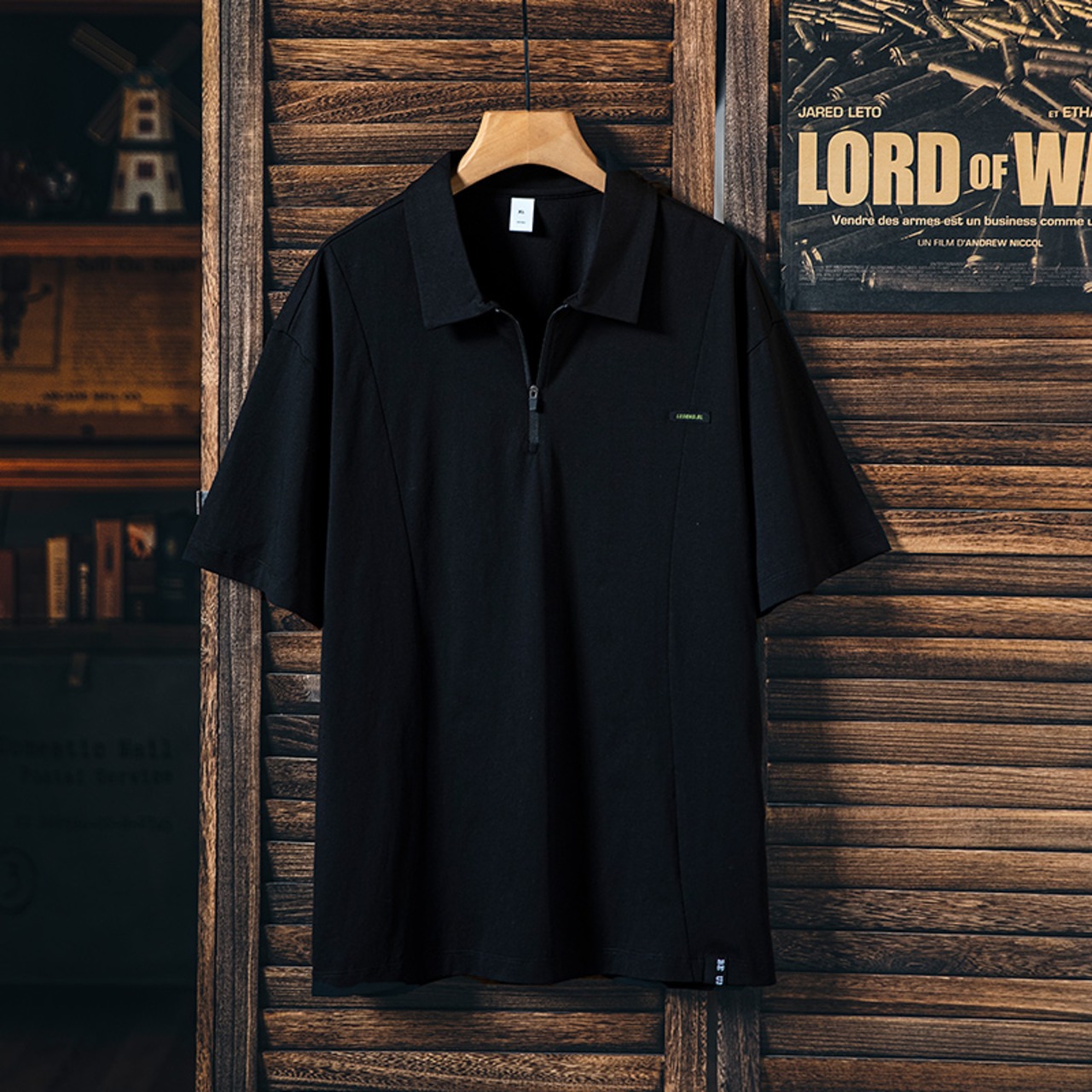 Short Sleeve Zip-Up Polo Shirt ◇2color H0216