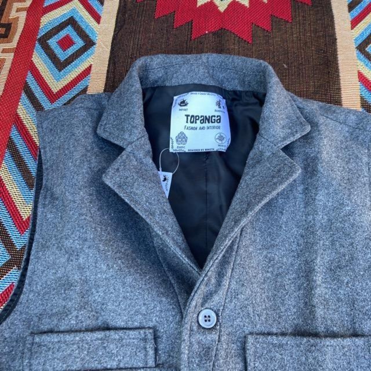 TOPANGA　Men's　襟付きウールベスト　グレー