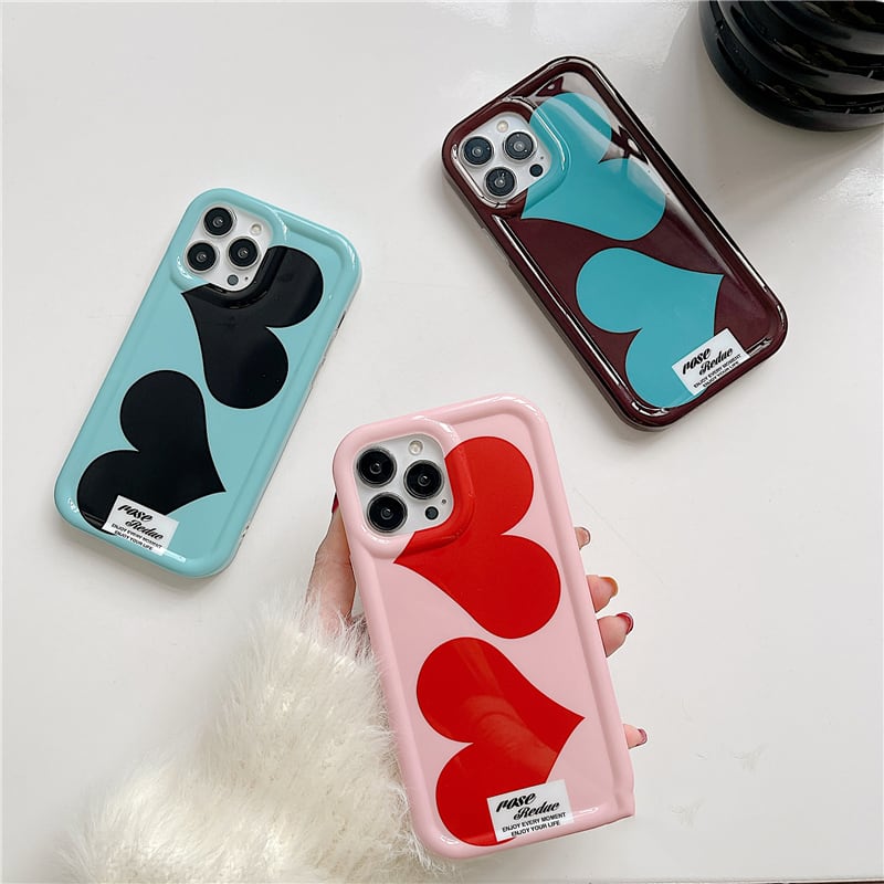 iPhone14 Pro Max/13/12ケース 大きいハート 光沢 高級感 可愛い