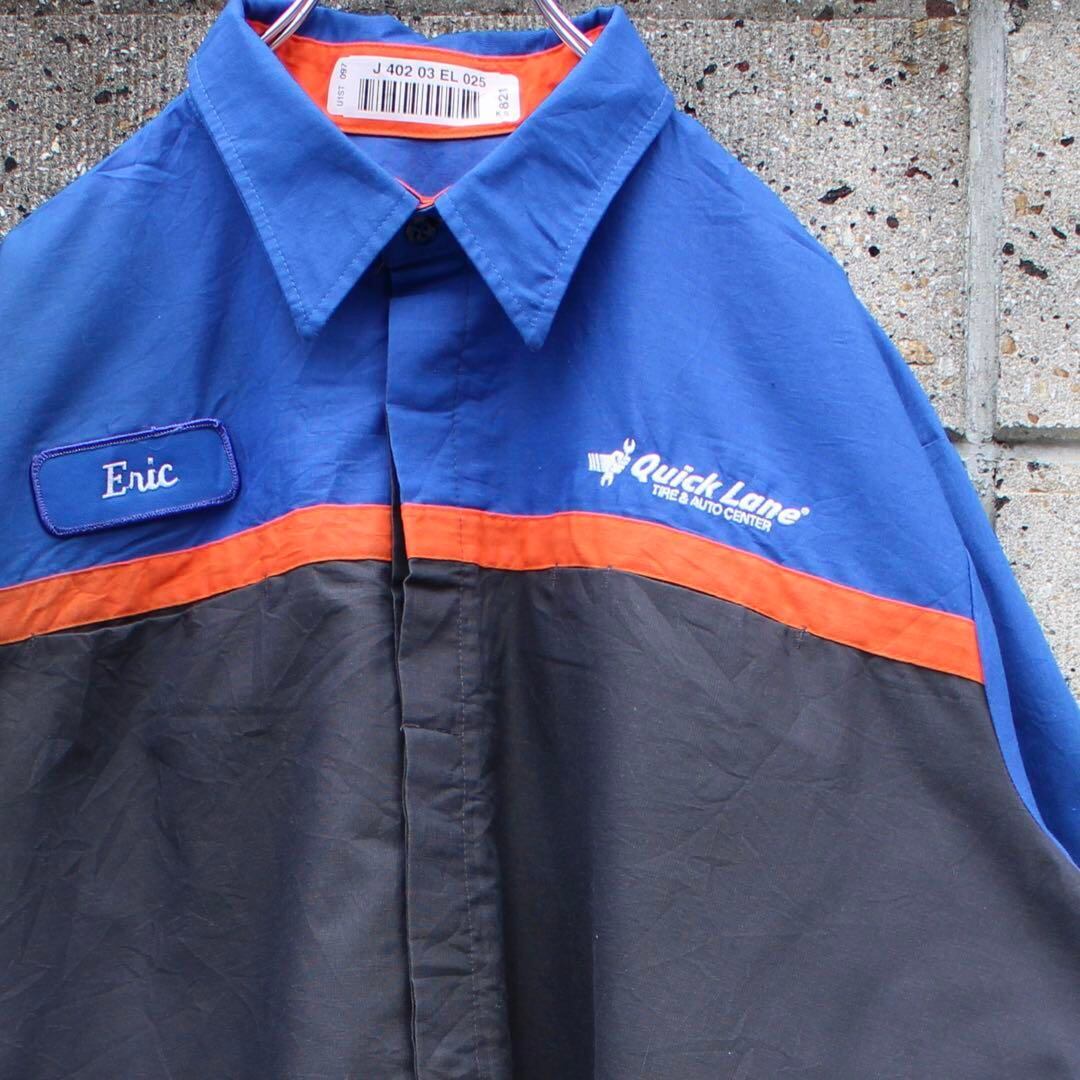 【XXLサイズ】Quick Lane TIRE&AUTO CENTER 車整備企業 古着 メッツカラー ワークシャツ