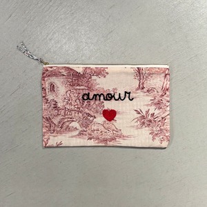 Toile de Jouy　POUCH LARGE　RED/amour