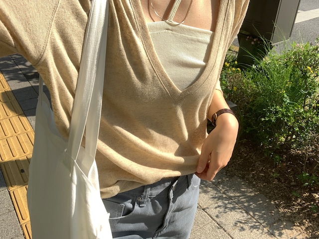 (予約) taffeta / Dumble linen v neck mtm 3color