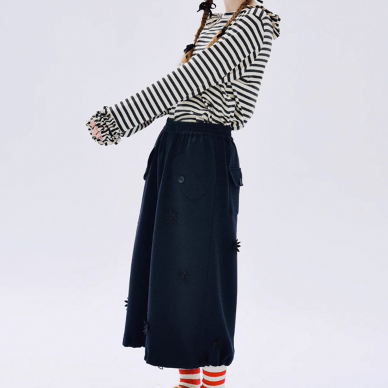 【4color】フリルデザインロンT i0110