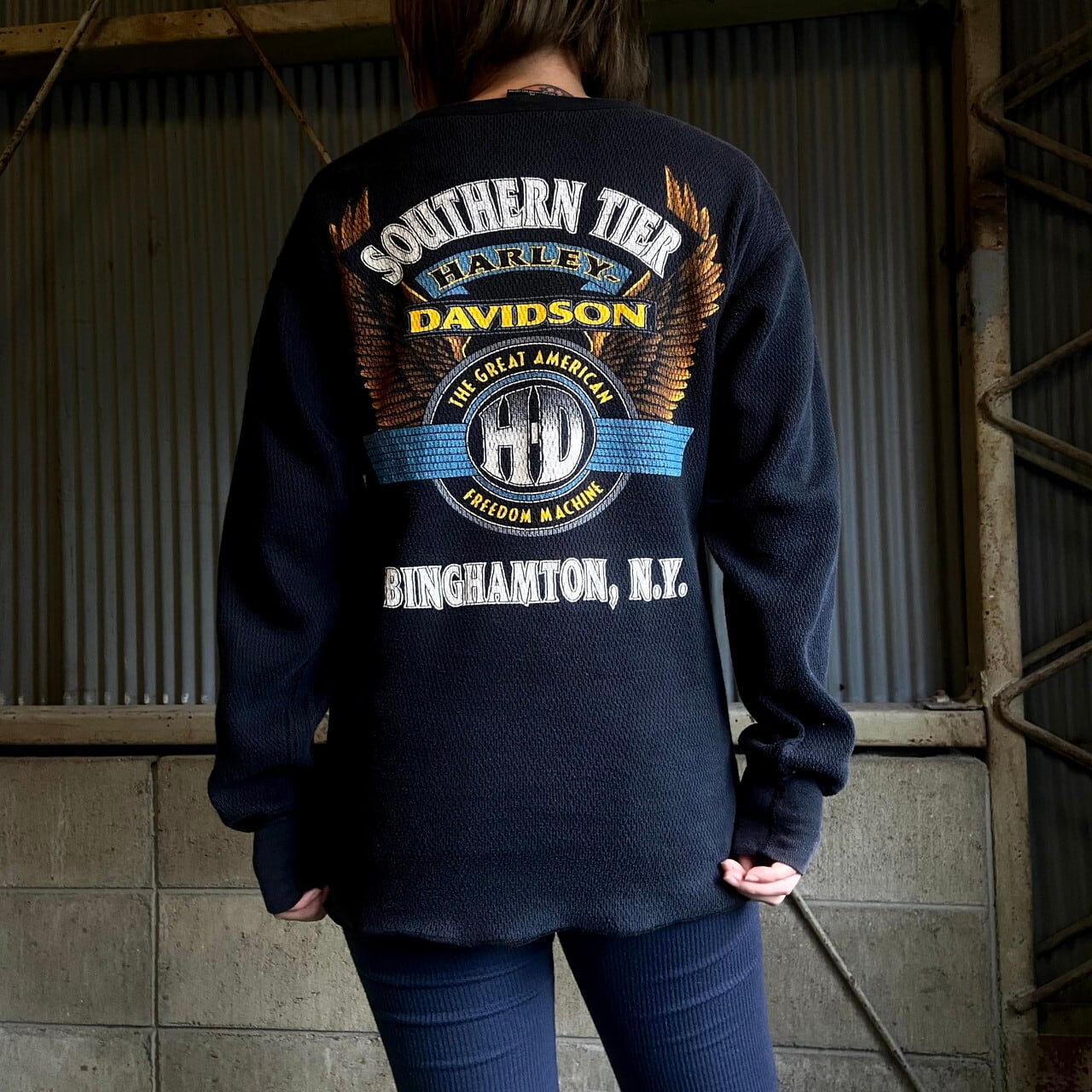 ゆうパケット対応 ハーレーダビッドソン HARLEY-DAVIDSON Tシャツ 半袖 ロゴ プリント サイズ：XL ブラック MADE IN U.S.A   mellow Bravado