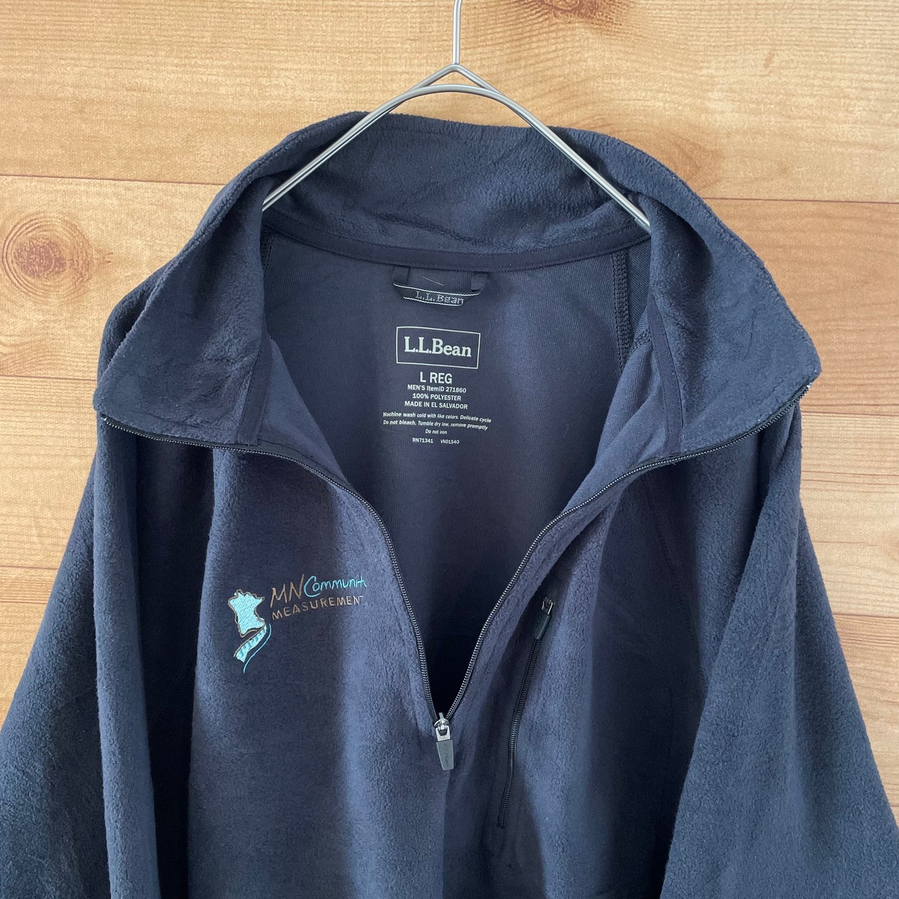 【L.L.Bean】ハーフジップ フリース ジャケット プルオーバー  L 刺繍ロゴ アメリカ古着