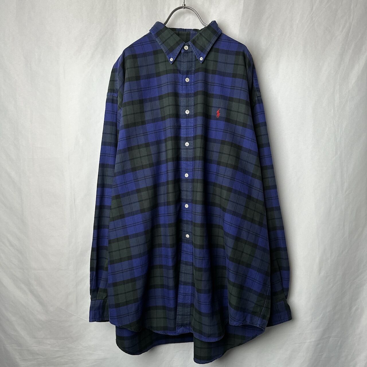 ラルフローレン XL 刺繍ロゴ チェックシャツ XL ユニセックス 人気