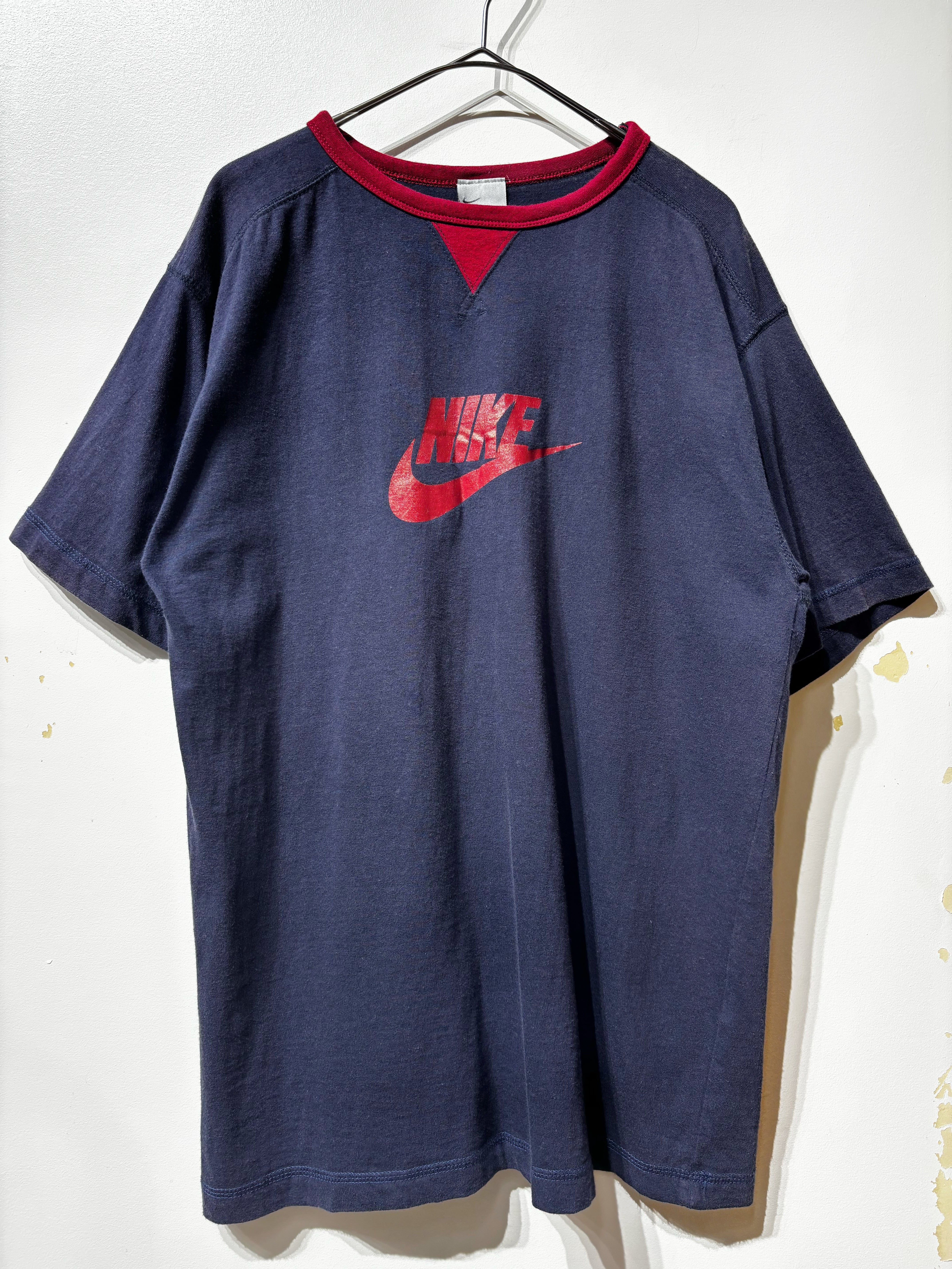 (CS2342)00’s NIKE center swoosh print contrast neck T-shirt