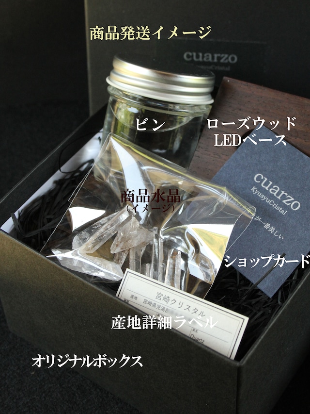 【156】2種の宮崎クリスタル アクアリウム　ローズウッドLEDベース
