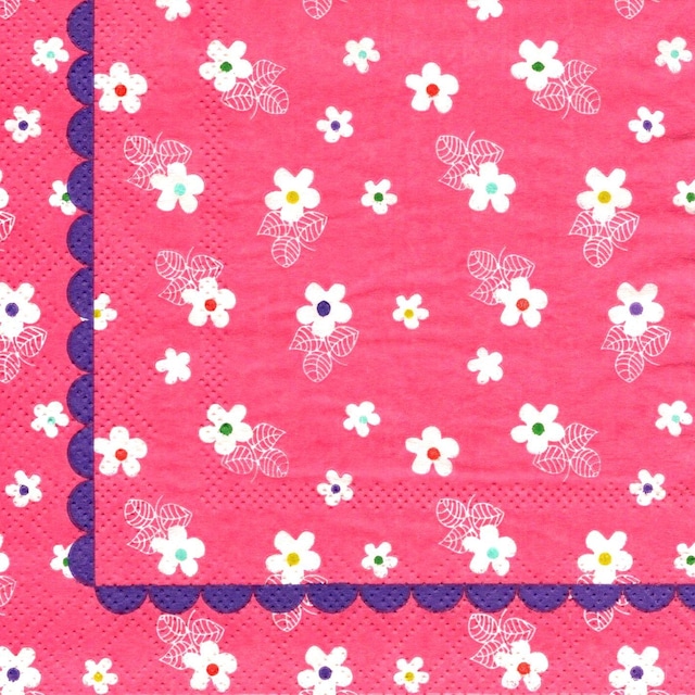 北欧【rice】バラ売り1枚 カクテルサイズ ペーパーナプキン FLOWER PRINT ピンク