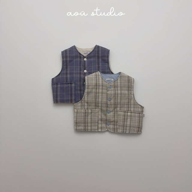 【取寄】aou|oyu reversible vest|オユリバーシブルベスト|XS-L|toddler|26 autumn
