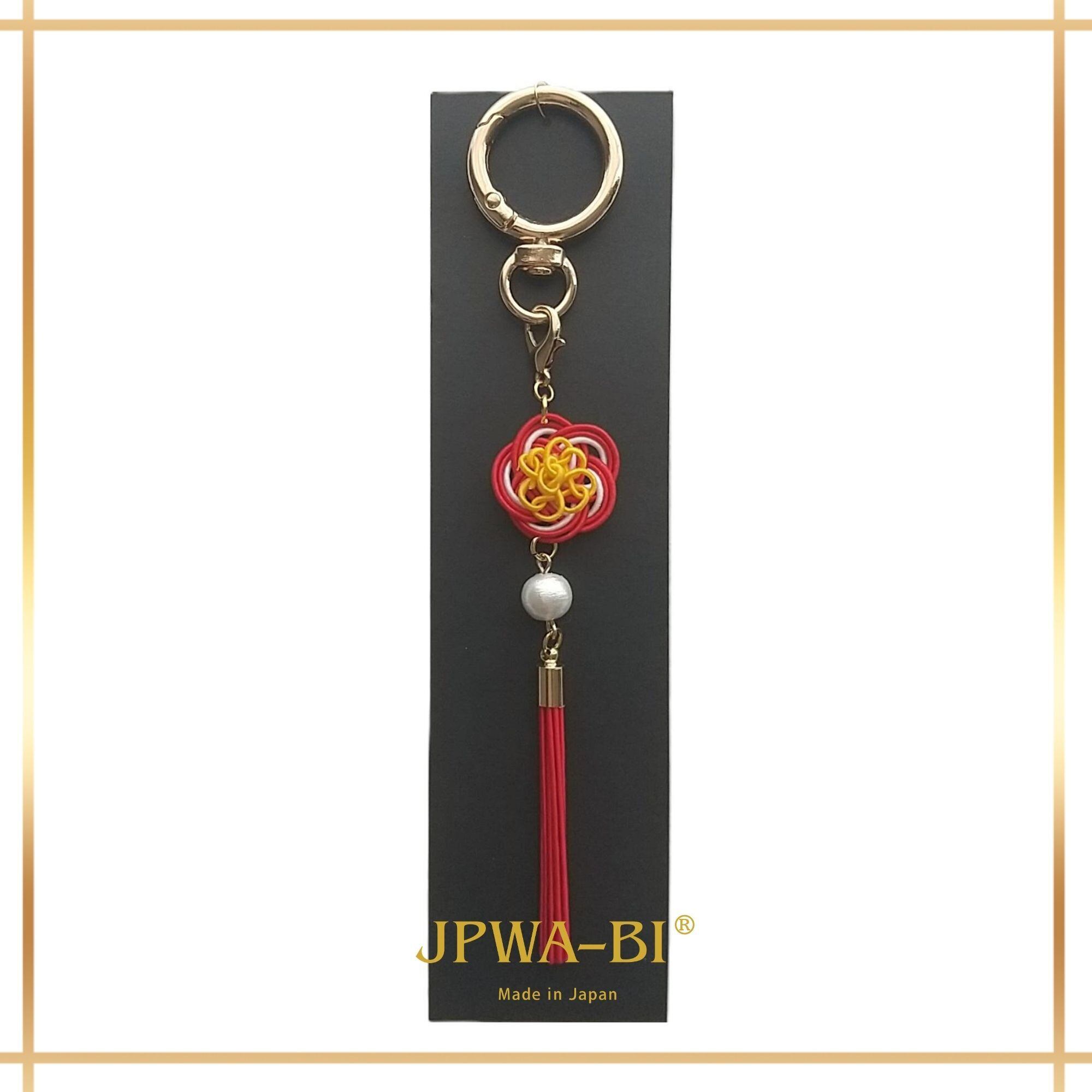 JPWA-BI バッグチャーム キーホルダー 2way 水引 椿 四季花結び 日本製