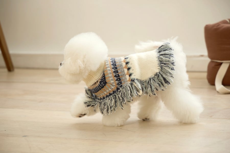 即納【ba＆ttang】nordic knit poncho (Ivory)