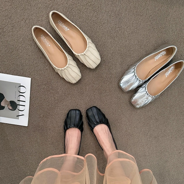 flat square toe french pumps