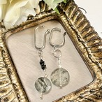 【グリーンルチルクォーツ イヤーカフ(デザインA・B)】・シルバー系 アーティスティックワイヤー製