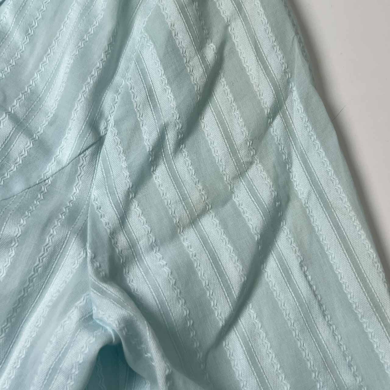 Leilian レリアン ストライプ フリル 七分袖 シアーシャツ ブラウス 11/水色 レディース