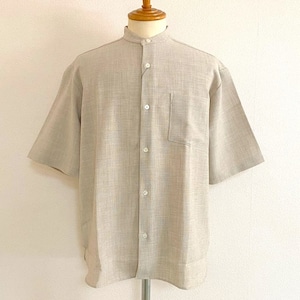Tech Canvas Wide Band Collar S/S Shirts　Beige
