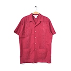 80s ロマーニ ヴィンテージ キューバシャツ オープンカラー アズキ 半袖シャツ 刺繍 メンズM ROMANI アメカジ 古着 @CB1153