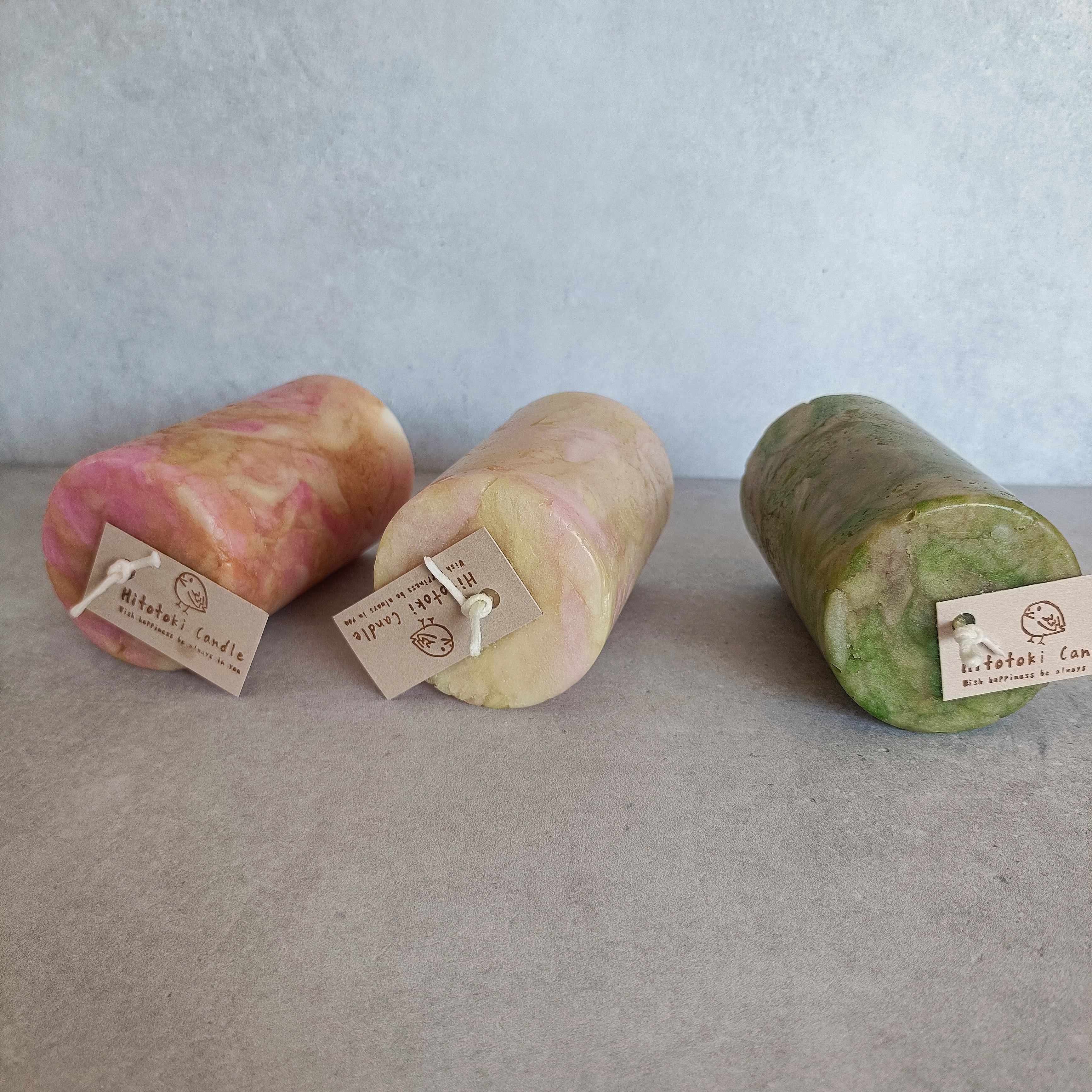 マーブルキャンドル 緑 | Hitotoki Candle-ボタニカルキャンドルの