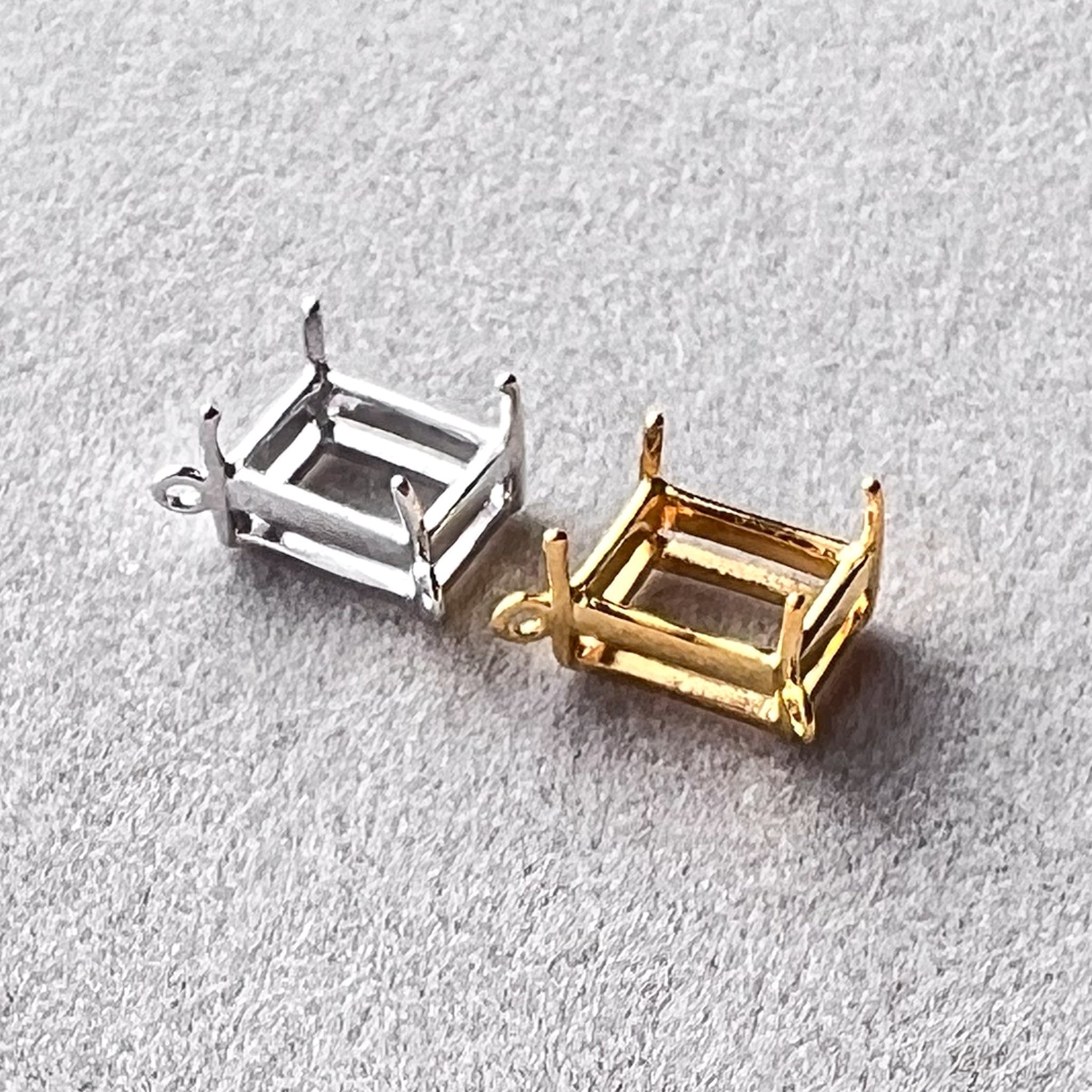 Silver925 ネックレストップ空枠 オクタゴン 8×6mm 横型 1個 | yuiaglass