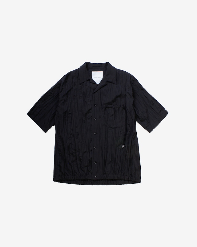 Wrinkles Pleats Gather Pocket Shirt -black <LSD-BC1S2A>