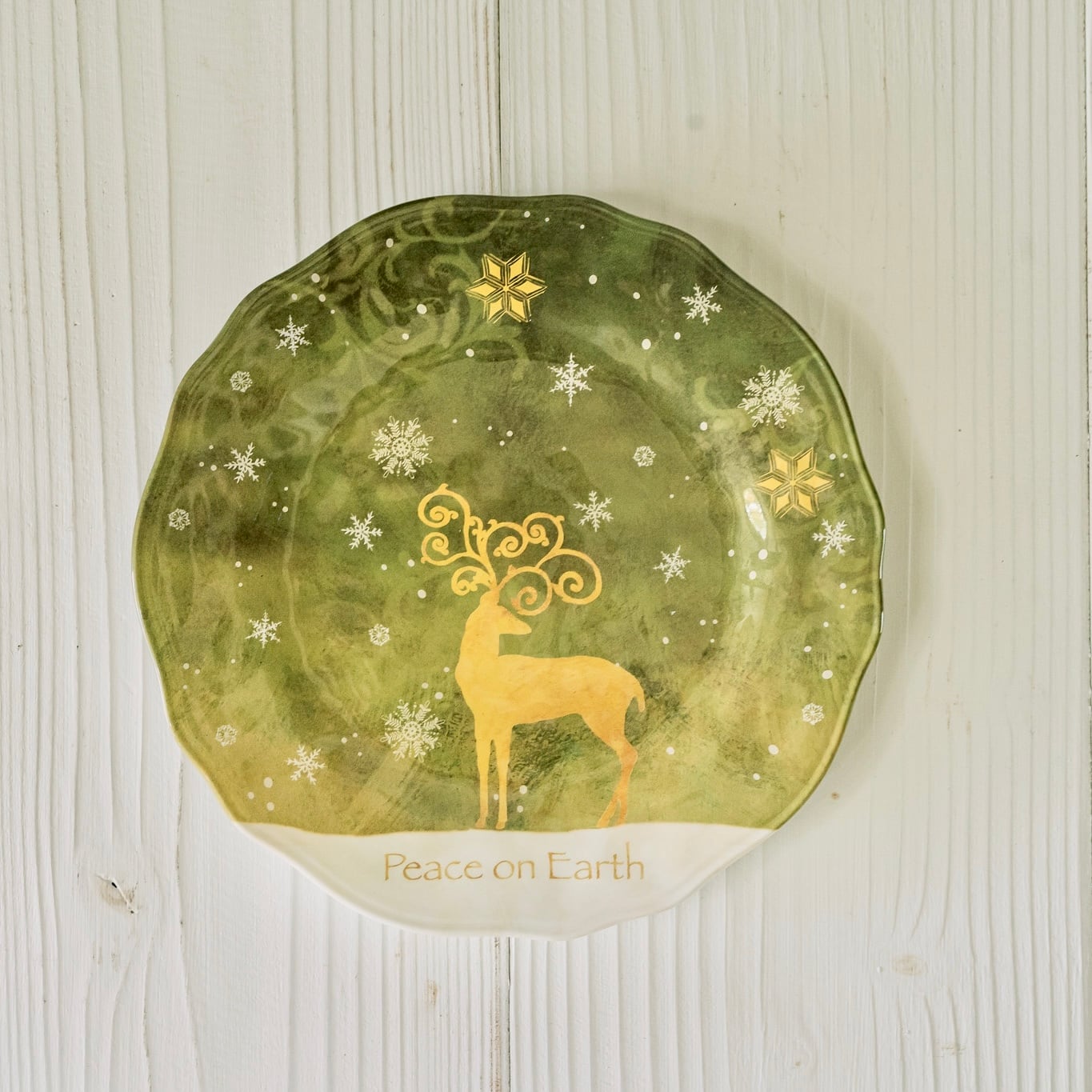 クリスマス グリーン メラミン皿 Mサイズ 直径22cm