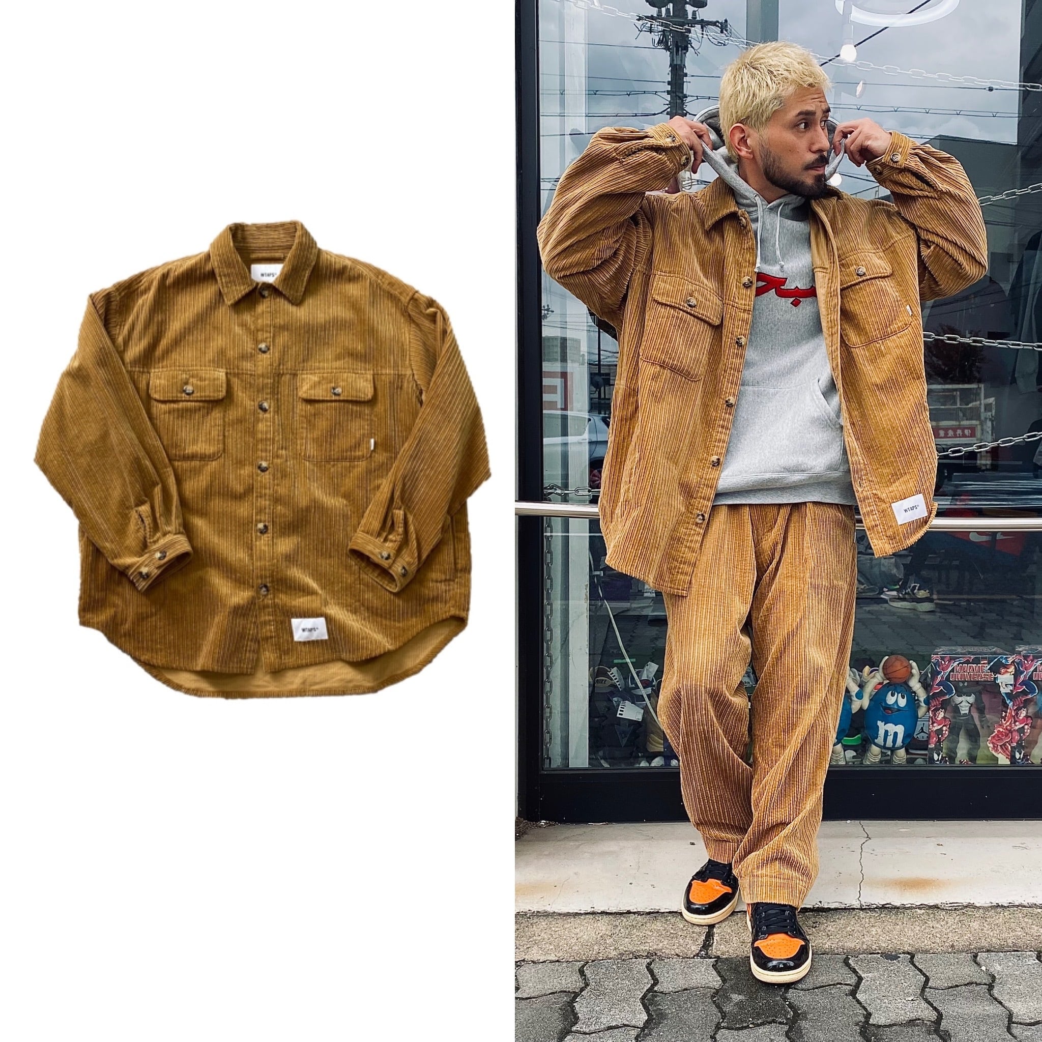 WTAPS 21AW WCPO LS CORDUROY SHIRT CAMEL LARGE 212WVDT-SHM04 57336 