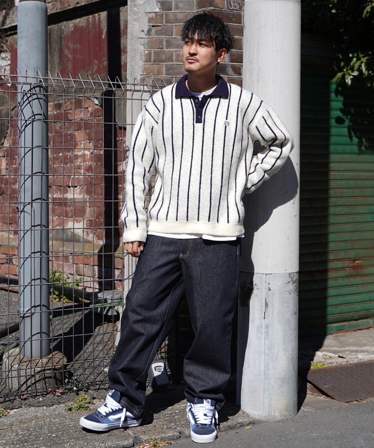 【#Re:room】STRIPE BIG KNIT POLO［REK137］