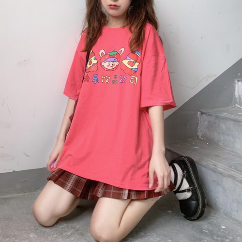 ✞ プリントラウンドネック半袖スリーブロングTシャツ トップス ショート 夏物 ✞ゴスロリ SM ミリ 甘ロリ クラロリ 和ロリ エレガント 黒ロリ 姫ロリ 華ロリ BB-BB6595123
