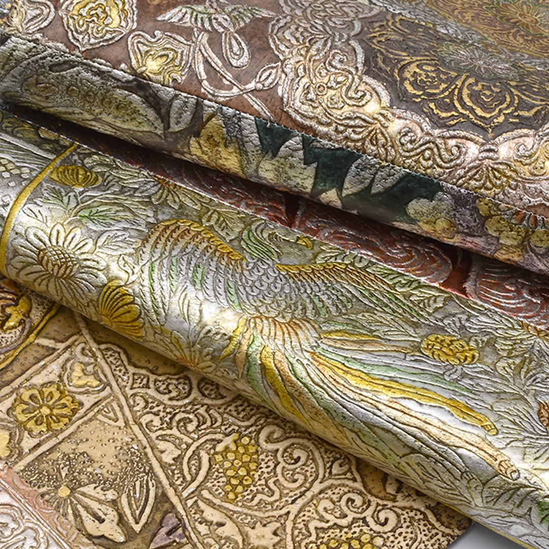 袋帯]本金唐革 名門 織匠川島 謹製 本革 正絹 日本製(商品番号:21784