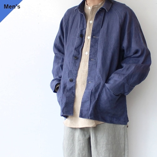 【ラスト１点】weac. WARRRK JACKET / リネンカバーオールジャケット　（Navy）