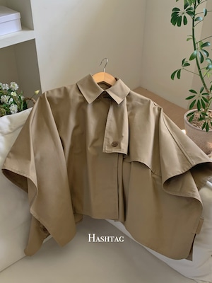 short cape trench coat / beige (送料無料)