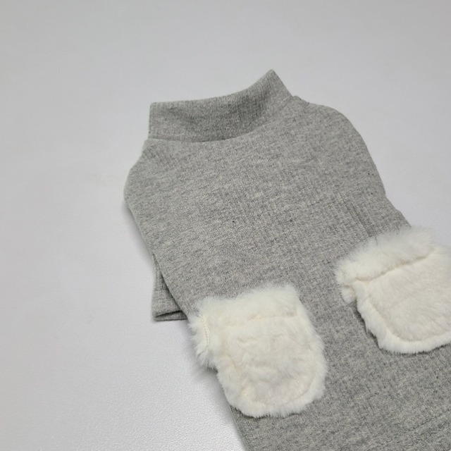 【予約】[EOMUKMARKET] グレー／ファーポケットミンクTシャツ