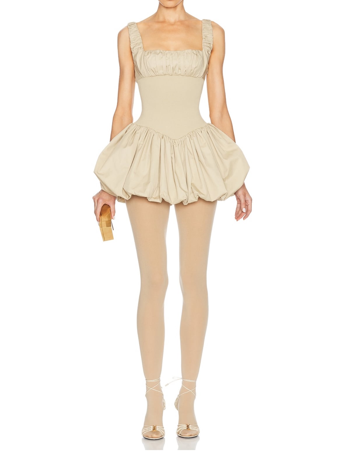 Lux Collection2色】 100%Cotton Bubble Hem Puffy Mini Dress / 【高