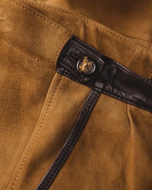 [Early-Mid 90’s] "LOEWE" Goat Suede Leather 2-Tuck Trousers (Made in Spain)
