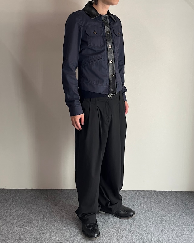 【00's MIUMIU】leather switching trucker jacket