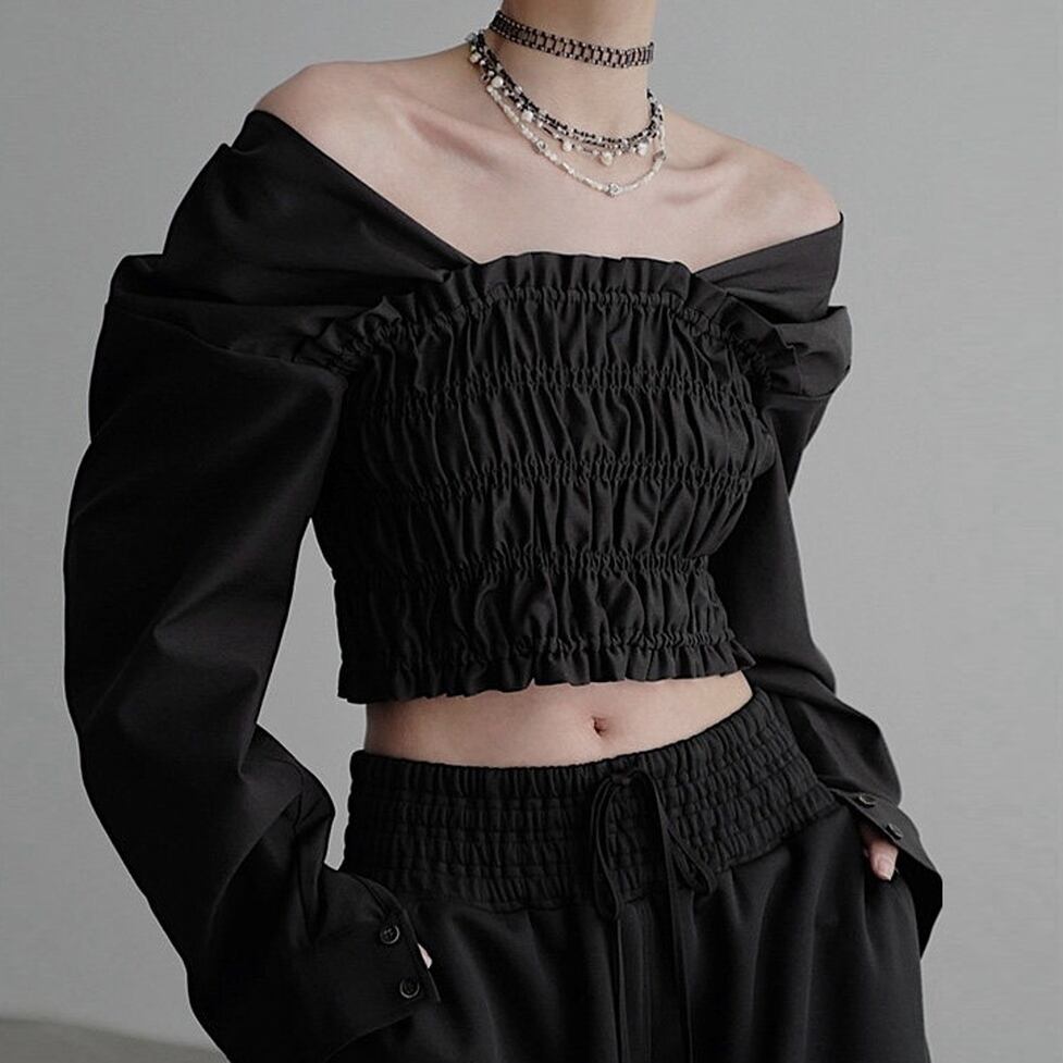 square neck cropped tops / l0983