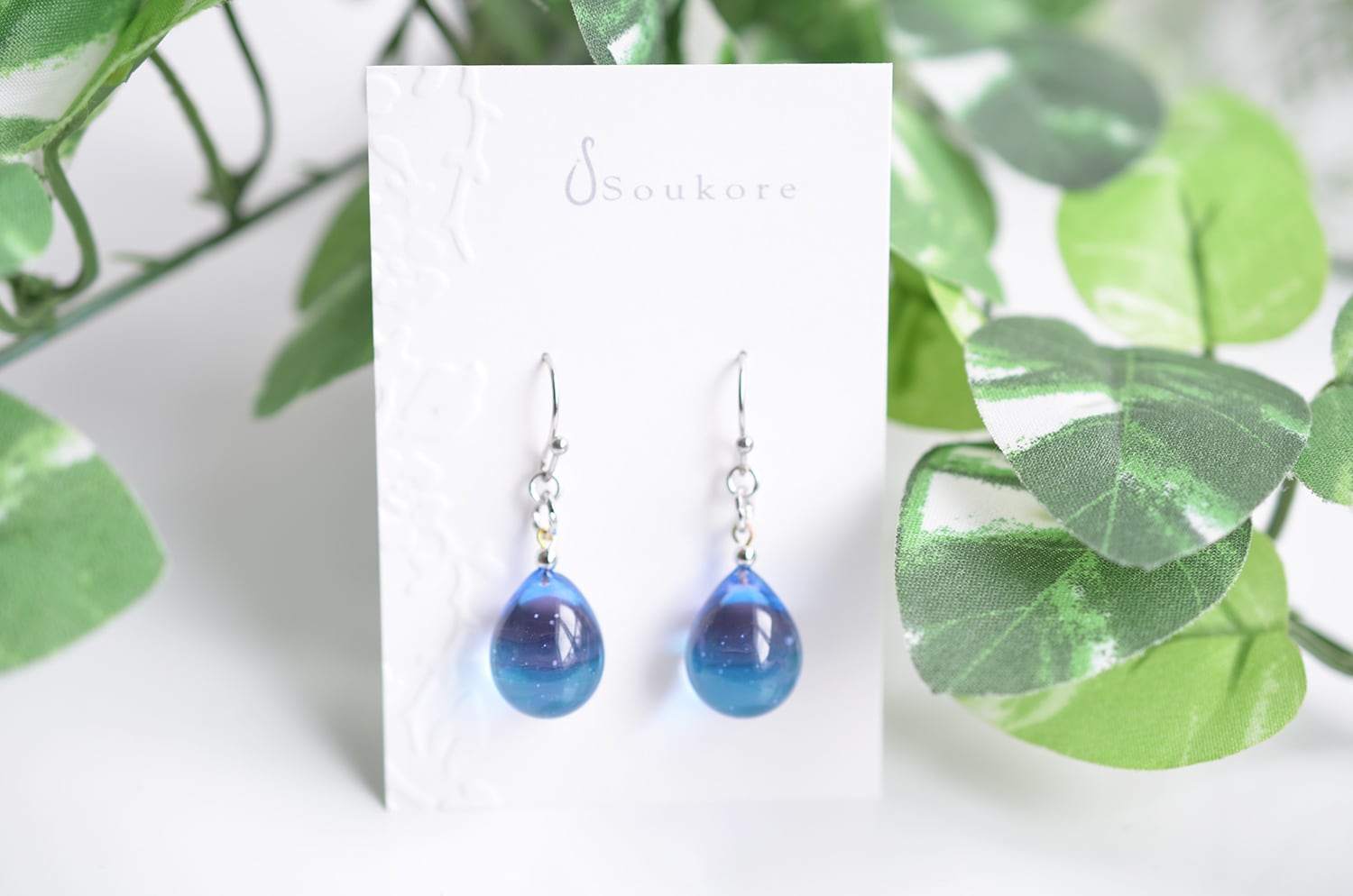 ピンクブルーシルバーカラーピアス＊イヤリング | Soukore