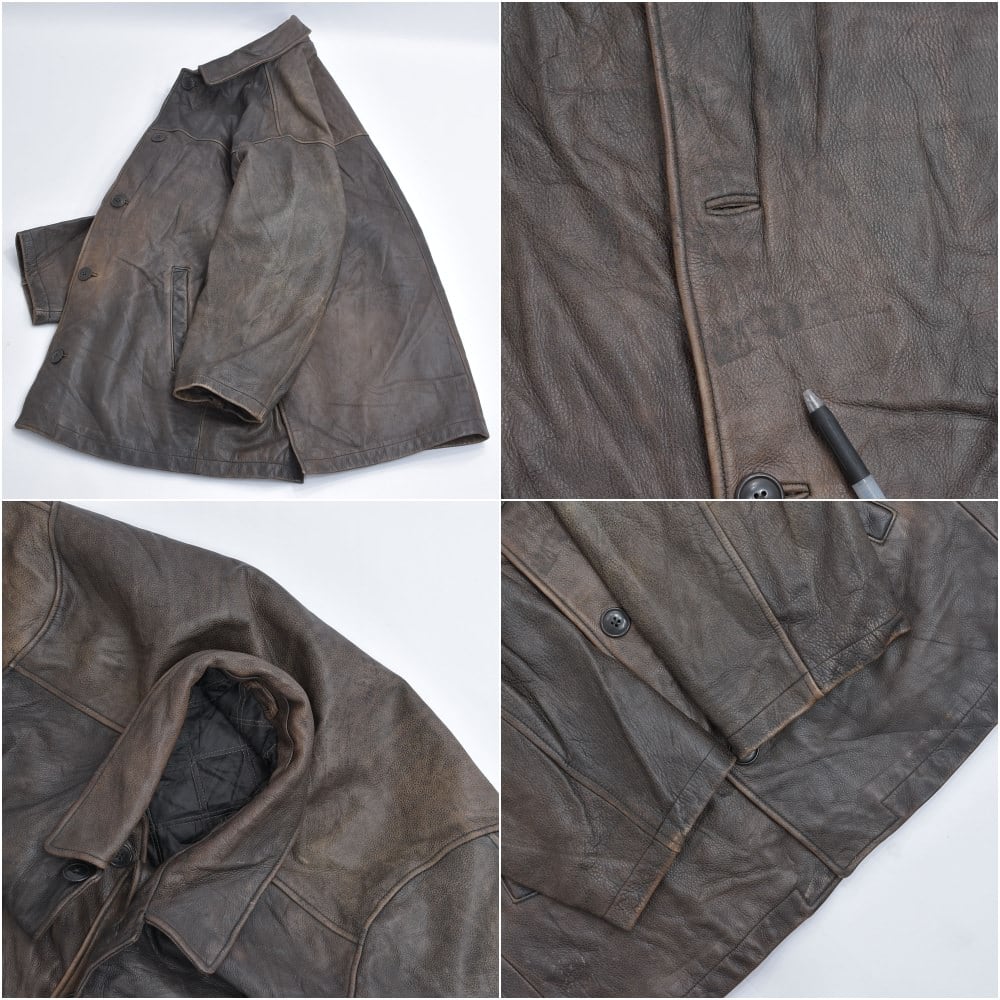 雰囲気系 90～00s Eddie Bauer レザー カーコート 本革 ハーフコート