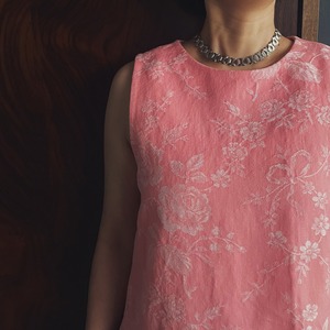 オリジナル トップス 薔薇とリボン柄のジャガード織