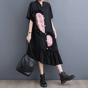 アシンメトリー ハートデザイン ワンピース  30108