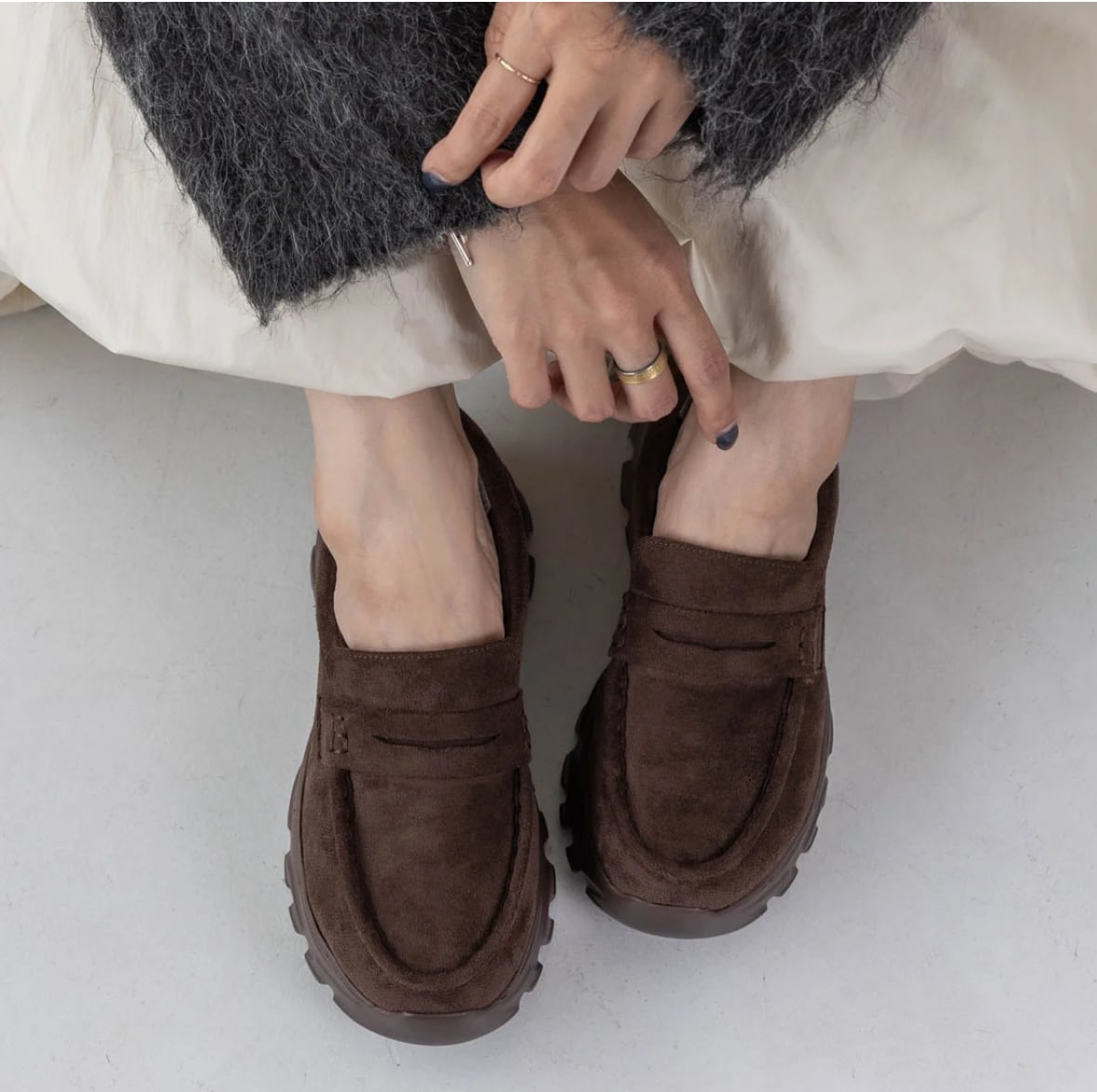 EVOL スニーカーソールローファー　Lサイズ　ブラウン スニーカーソールローファー 【S-LLサイズ展開・軽量】 1Z5849