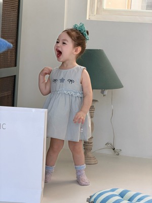 [my daughter] Blue Ribbon Dress / [마이다럴] 블루리본원피스
