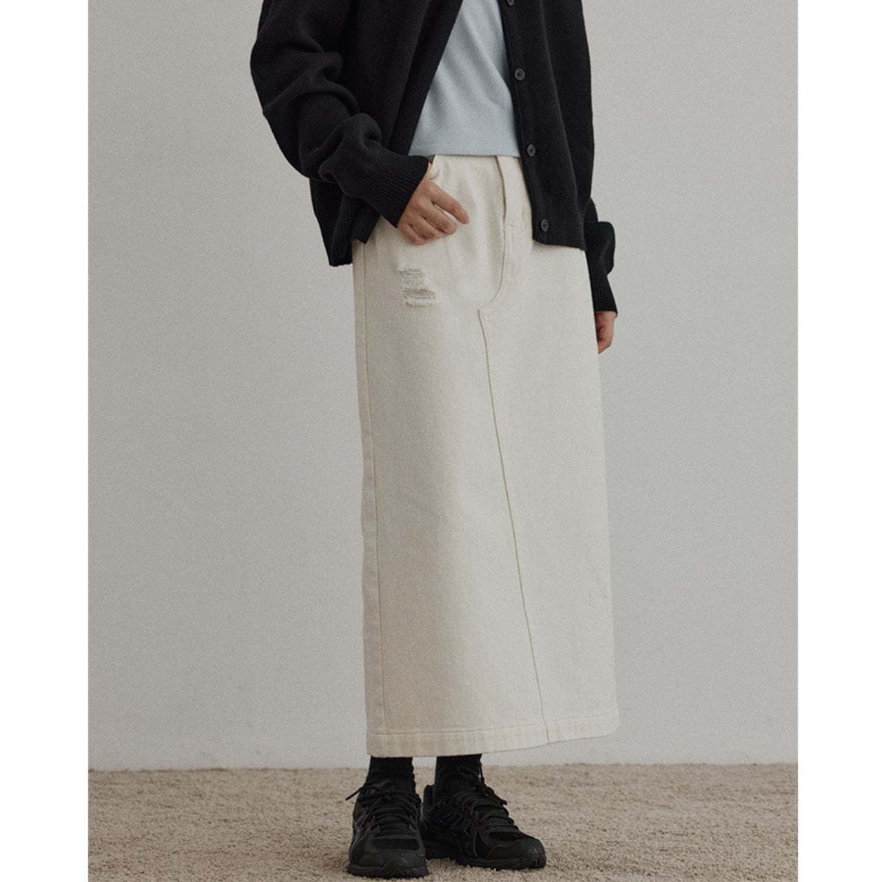 cotton back slit tight skirt A-00540