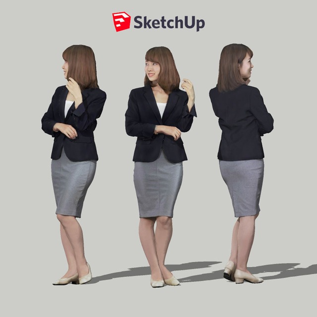 SketchUp素材　3D人物モデル ( Posed ) 013_Kana - メイン画像
